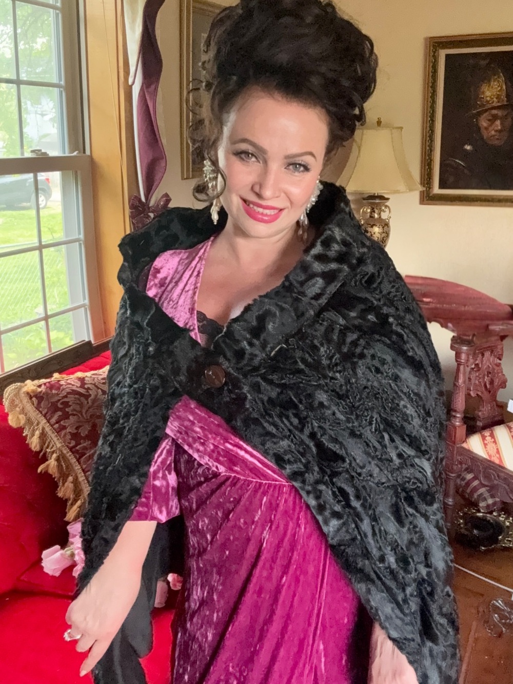 Unique Women's Black Persian Lamb Fur Cape Coat S M L XL